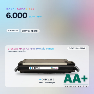 Canon C-EXV26 Mavi Muadil Toner AA Plus / IR-C1021i / C1021iF / C1028i / C1028iF / C1021