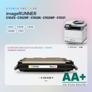Canon C-EXV26 Sarı Muadil Toner AA Plus / IR-C1021i / C1021iF / C1028i / C1028iF / C1021