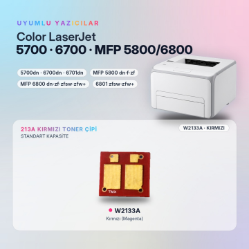 Hp 213A W2133A / Color LaserJet Enterprise 5700 / 6700 / MFP 5800 / 6800 Kırmızı Çip