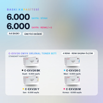 Canon C-EXV26 Orjinal Toner Set Avantaj Paket / IR-C1021i / C1021iF / C1028i / C1028iF / C1021