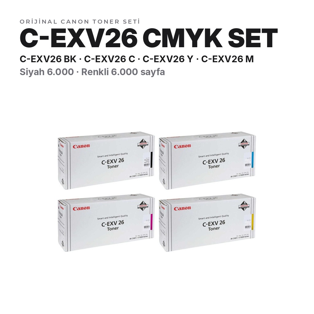 TonerMAX® Canon C-EXV26 CMYK Orijinal Toner Takımı
