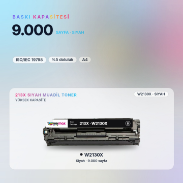 Hp 213X W2130X Siyah Muadil Toner - Çipli / Color LaserJet Enterprise 5700 / 6700 / MFP 5800 / 6800