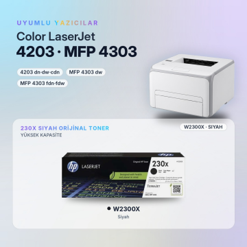 Hp 230X W2300X / Color LaserJet Pro 4203 / MFP 4303 Siyah Orjinal Toner