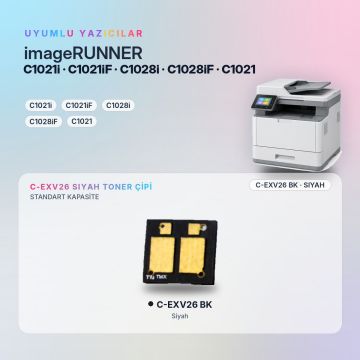 Canon C-EXV26 / IR-C1021i / C1021iF / C1028i / C1028iF / C1021 Siyah Çip
