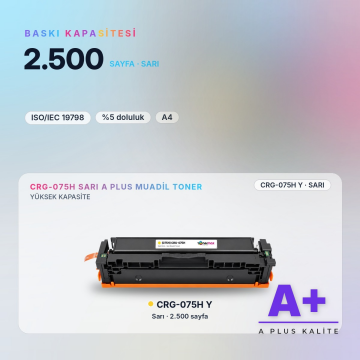 Canon CRG-075H Sarı Muadil Toner A Plus / LBP646Cdw / LBP647Cdw / MF664Cdw / MF667Cdw