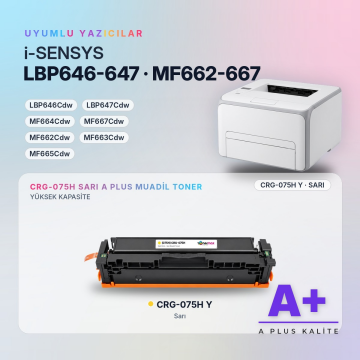 Canon CRG-075H Sarı Muadil Toner A Plus / LBP646Cdw / LBP647Cdw / MF664Cdw / MF667Cdw
