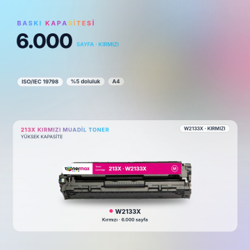 Hp 213X W2133X Kırmızı Muadil Toner - Çipli / Color LaserJet Enterprise 5700 / 6700 / MFP 5800 / 6800