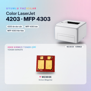Hp 230X W2303X / Color LaserJet Pro 4203 / MFP 4303 Kırmızı Çip