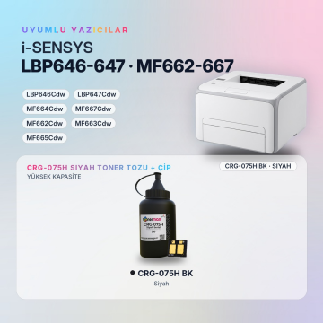 Canon CRG-075H Toner Tozu + Çip Siyah 90GR / LBP646Cdw / LBP647Cdw / MF664Cdw / MF667Cdw