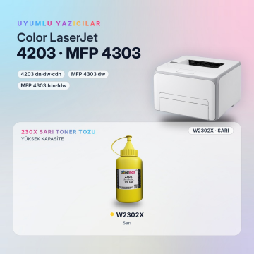 Hp 230X W2302X Toner Tozu Sarı 120GR / Color LaserJet Pro 4203 / MFP 4303