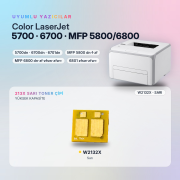 Hp 213X W2132X / Color LaserJet Enterprise 5700 / 6700 / MFP 5800 / 6800 Sarı Çip