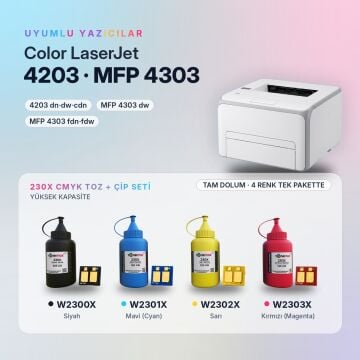 Hp 230X Toner Tozu + Çip Takım / Color LaserJet Pro 4203 / MFP 4303 / W2300X / W2301X / W2302X / W2303X