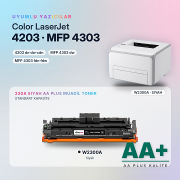 Hp 230A W2300A Siyah Muadil Toner AA Plus / Color LaserJet Pro 4203 / MFP 4303