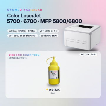 Hp 213X W2132X Toner Tozu Sarı 170GR / Color LaserJet Enterprise 5700 / 6700 / MFP 5800 / 6800