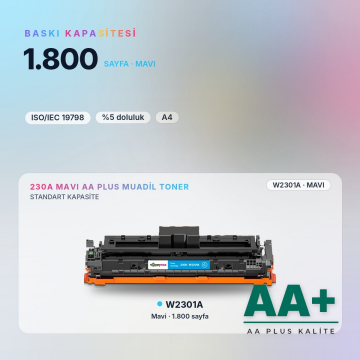Hp 230A W2301A Mavi Muadil Toner AA Plus / Color LaserJet Pro 4203 / MFP 4303