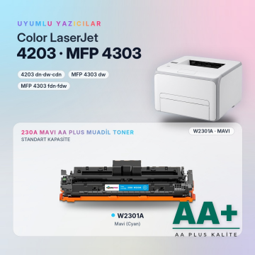Hp 230A W2301A Mavi Muadil Toner AA Plus / Color LaserJet Pro 4203 / MFP 4303