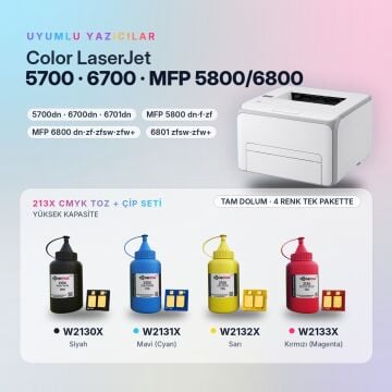 Hp 213X Toner Tozu + Çip Takım / Color LaserJet Enterprise 5700 / 6700 / MFP 5800 / 6800 / W2130X / W2131X / W2132X / W2133X