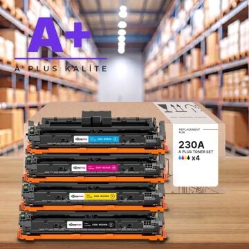 Hp 230A CMYK Muadil Toner Seti A Plus / Color LaserJet Pro 4203 / MFP 4303 / W2300A / W2301A / W2302A / W2303A