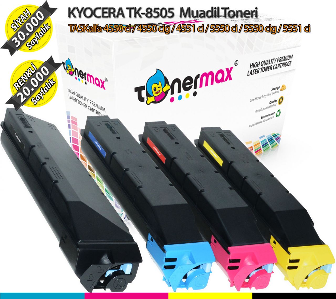 Kyocera TK-8505 Set Muadil Toner / TaskAlfa 4550 / 4551 / 5550 / 5551