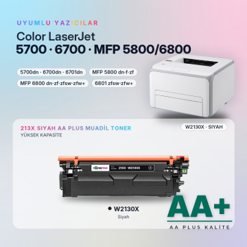 Hp 213X W2130X Siyah Muadil Toner AA Plus / Color LaserJet Enterprise 5700 / 6700 / MFP 5800 / 6800