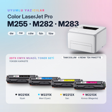 Hp 207X Muadil Toner Takım- Çipli/ Laserjet M255 / M282 / M283 / W2210X /W2211X / W2212X / W2213X