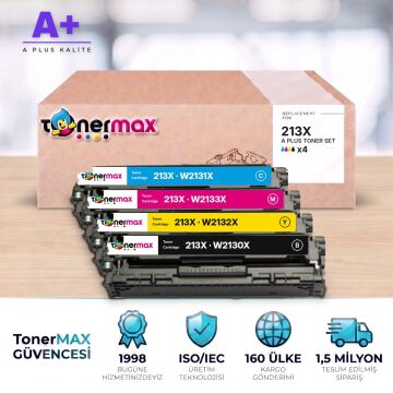 Hp 213X CMYK Muadil Toner Seti A Plus / Color LaserJet Enterprise 5700 / 6700 / MFP 5800 / 6800 / W2130X / W2131X / W2132X / W2133X