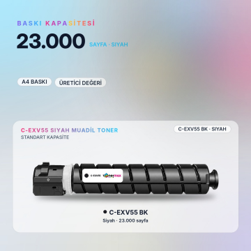 Canon C-EXV55 Siyah Muadil Toner - Çipli / iR-ADV C256 / C356 II · DX C257 / C357