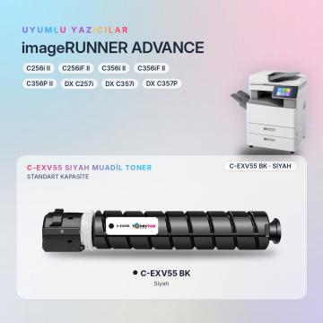 Canon C-EXV55 Siyah Muadil Toner - Çipli / iR-ADV C256 / C356 II · DX C257 / C357