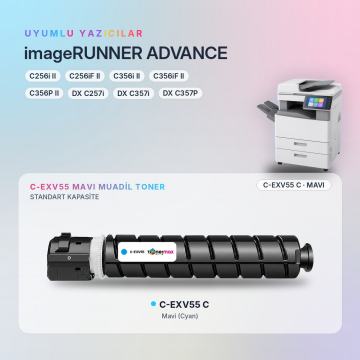 Canon C-EXV55 Mavi Muadil Toner - Çipli / iR-ADV C256 / C356 II · DX C257 / C357