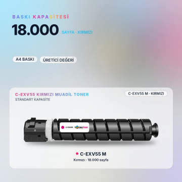 Canon C-EXV55 Kırmızı Muadil Toner - Çipli / iR-ADV C256 / C356 II · DX C257 / C357