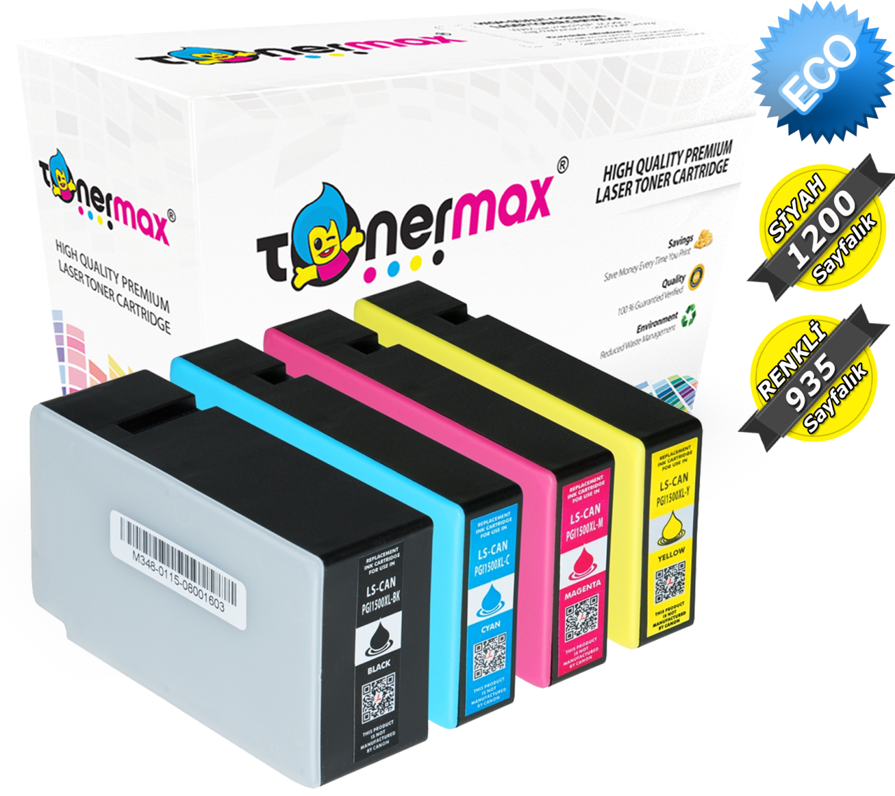 Canon PGI-1500XL Muadil Kartuş Set / Maxify MB2050 / MB2150 / MB2155 / MB2350 / MB2750 / MB2755
