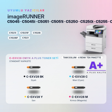 Canon C-EXV28 CMYK Muadil Toner Seti A Plus / iR-ADV C5045 / C5051 / C5250 / C5255