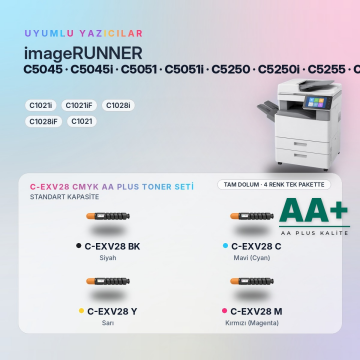 Canon C-EXV28 CMYK Muadil Toner Seti AA Plus / iR-ADV C5045 / C5051 / C5250 / C5255