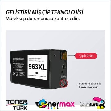 HP 963XL 3JA30AE Muadil Siyah Kartuş