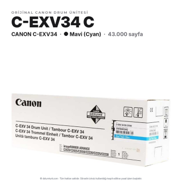 Canon C-EXV34 Mavi Orjinal Drum Ünitesi / IR-C2020i / C2020L / C2025i / C2030i / C2030L / C2220i / C2225i / C2230i