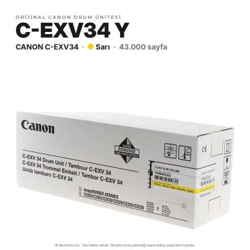 Canon C-EXV34 Sarı Orjinal Drum Ünitesi / IR-C2020i / C2020L / C2025i / C2030i / C2030L / C2220i / C2225i / C2230i