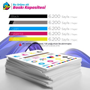 Epson 115 Muadil Mürekkep 5'li Avantaj Paketi /EcoTank L8160 / L8180
