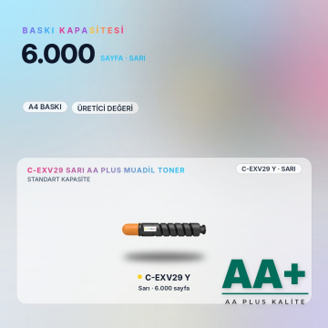 Canon C-EXV29 Sarı Muadil Toner AA Plus / iR-ADV C5030 / C5035 / C5235i / C5240i