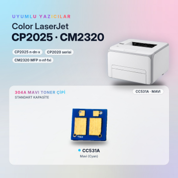 Hp 304A CC531A / Color LaserJet CP2025 / CM2320 Mavi Çip