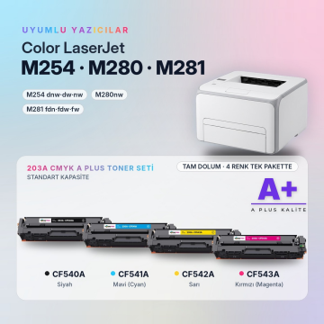 Hp 203A Muadil Toner Set - A Plus / Pro M254 / M280 / M281 / CF 540