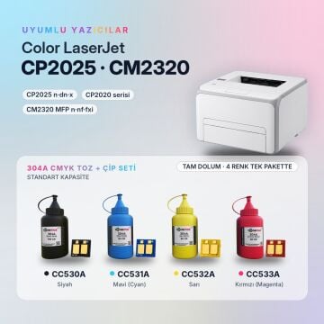 Hp 304A Toner Tozu + Çip Takım / Color LaserJet CP2025 / CM2320 / CC530A / CC531A / CC532A / CC533A