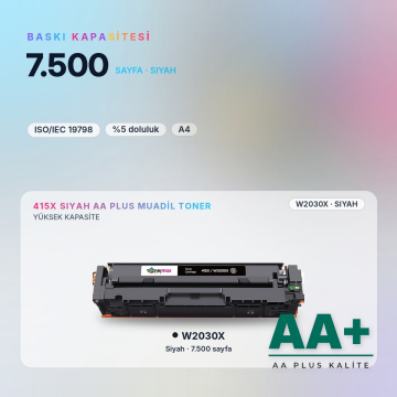 Hp 415X W2030X Siyah Muadil Toner AA Plus / Color LaserJet Pro M454 / M479 · Enterprise M455 / M480