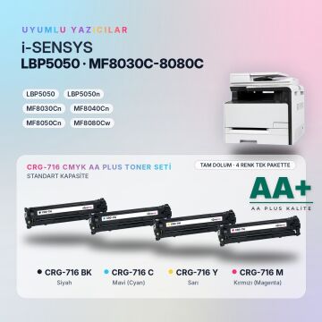 Canon CRG-716 CMYK Muadil Toner Seti AA Plus / LBP5050 / LBP5050n / MF8030Cn / MF8040Cn / MF8050Cn / MF8080Cw