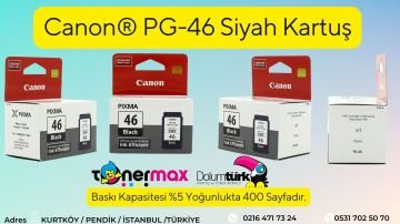 Canon PG-46 Pixma E404/E414/E464/E484 Siyah Kartuş