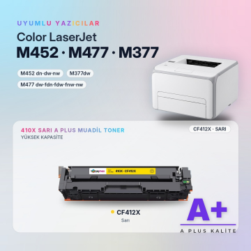 Hp 410X CF412X Sarı Muadil Toner A Plus / Color LaserJet Pro M452 / M477 / M377