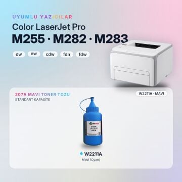 Hp 207A W2211A Toner Tozu Mavi 45GR / Color LaserJet Pro M255 / M282 / M283