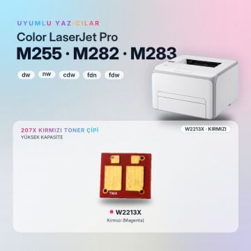 Hp 207X W2213X / Color LaserJet Pro M255 / M282 / M283 Kırmızı Çip