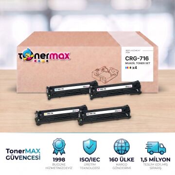 Canon CRG-716 CMYK Muadil Toner Seti - Çipli / LBP5050 / LBP5050n / MF8030Cn / MF8040Cn / MF8050Cn / MF8080Cw