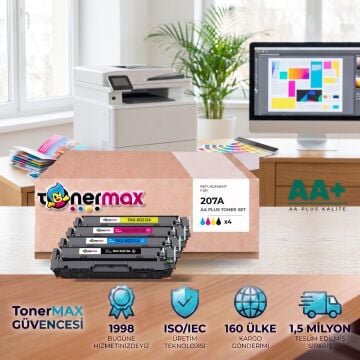 Hp 207A CMYK Muadil Toner Seti AA Plus / Color LaserJet Pro M255 / M282 / M283 / W2210A / W2211A / W2212A / W2213A