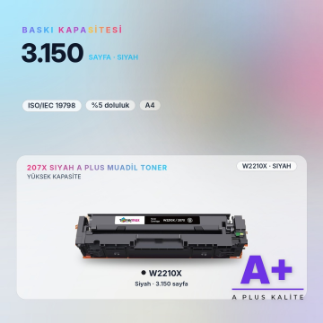 Hp 207X W2210X Siyah Muadil Toner A Plus / Color LaserJet Pro M255 / M282 / M283